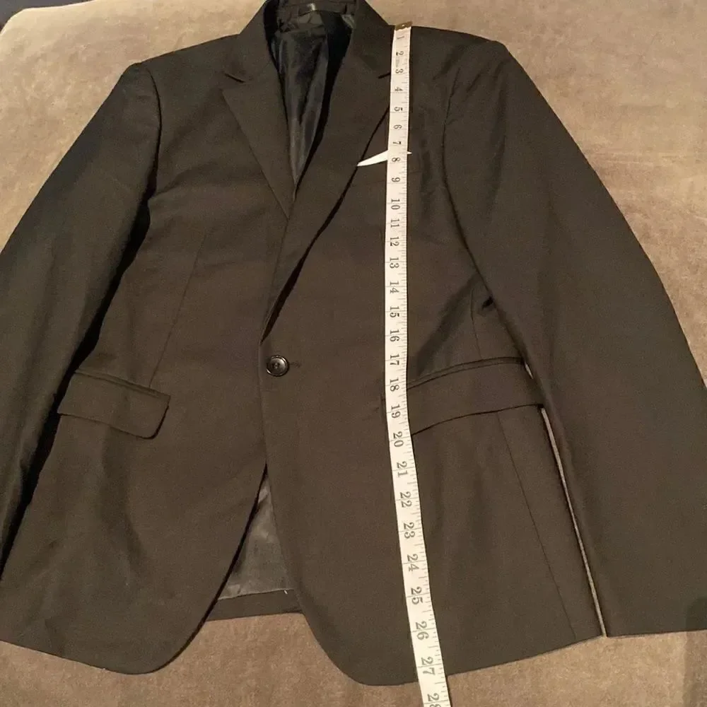 Men’s Black Suit Jacket Blazer One Button Notched Lapel Size 32 NWOT